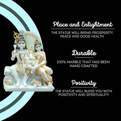 Marble Shankar Parvati Ganesh Murti – Handcrafted Lord Shiva Idol