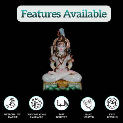 White Makrana Marble Shankar Statue – Handcrafted Shiva Murti