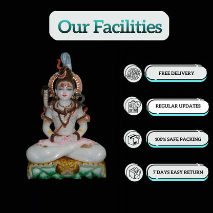 White Makrana Marble Shankar Statue – Handcrafted Shiva Murti
