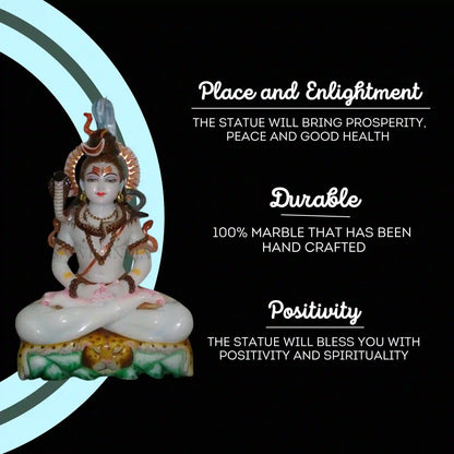 White Makrana Marble Shankar Statue – Handcrafted Shiva Murti