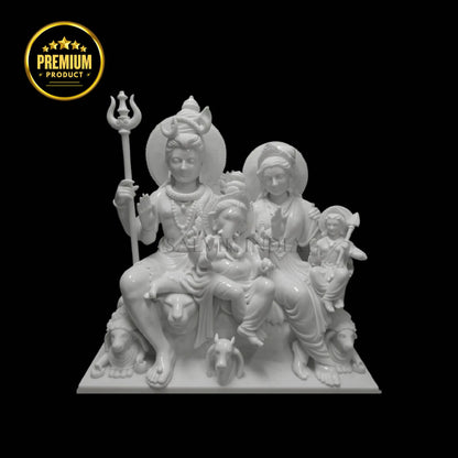 Marble Shiva Parivar Idol – Traditional Handcrafted Statue