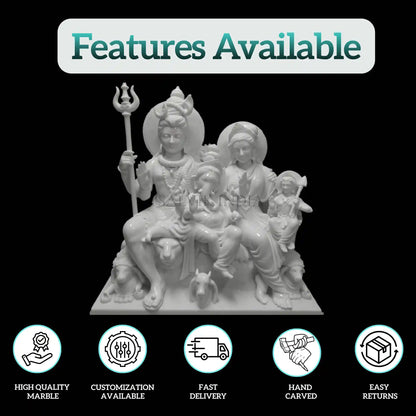 Marble Shiva Parivar Idol – Traditional Handcrafted Statue