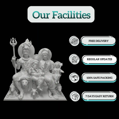 Marble Shiva Parivar Idol – Traditional Handcrafted Statue