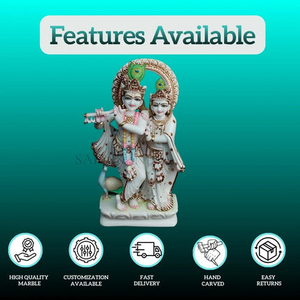 1 feet Radha Krishna marble murti for home mandir