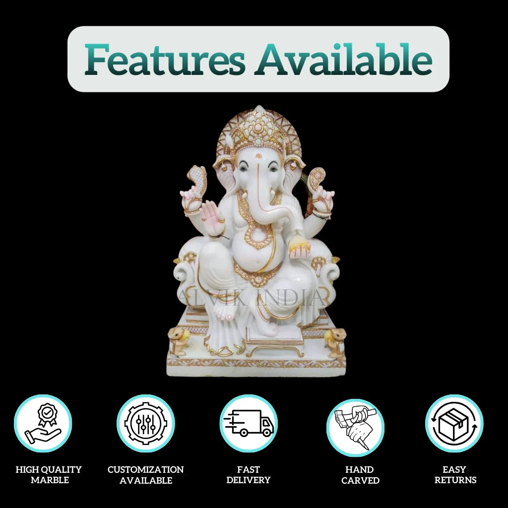 Buy Ganesh Sculpture – Handcrafted Makrana Marble