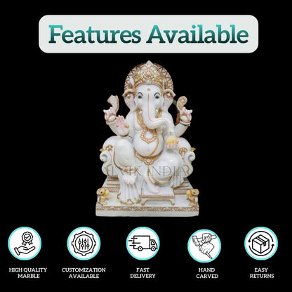 Buy Ganesh Sculpture – Handcrafted Makrana Marble