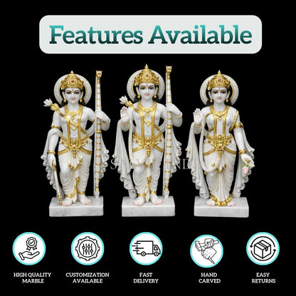 Premium Handcrafted Makrana Marble Ram Darbar Murti Set for Home Mandir