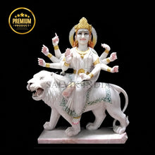 Sherawali Mata Ki Murti – Handcrafted Marble Statue with Lion