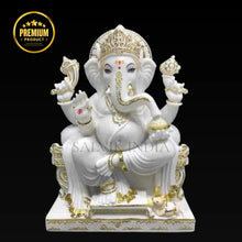 Ganpati Marble Murti – Pure White Handcrafted Ganpati Idol