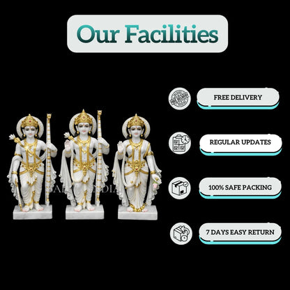 Premium Handcrafted Makrana Marble Ram Darbar Murti Set for Home Mandir