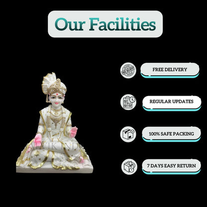 12-inch-marble-swaminarayan-statue Salvik | Marble Murti Manufacturers in India
