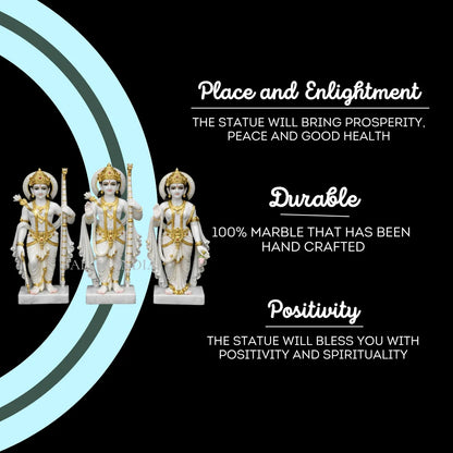 Premium Handcrafted Makrana Marble Ram Darbar Murti Set for Home Mandir