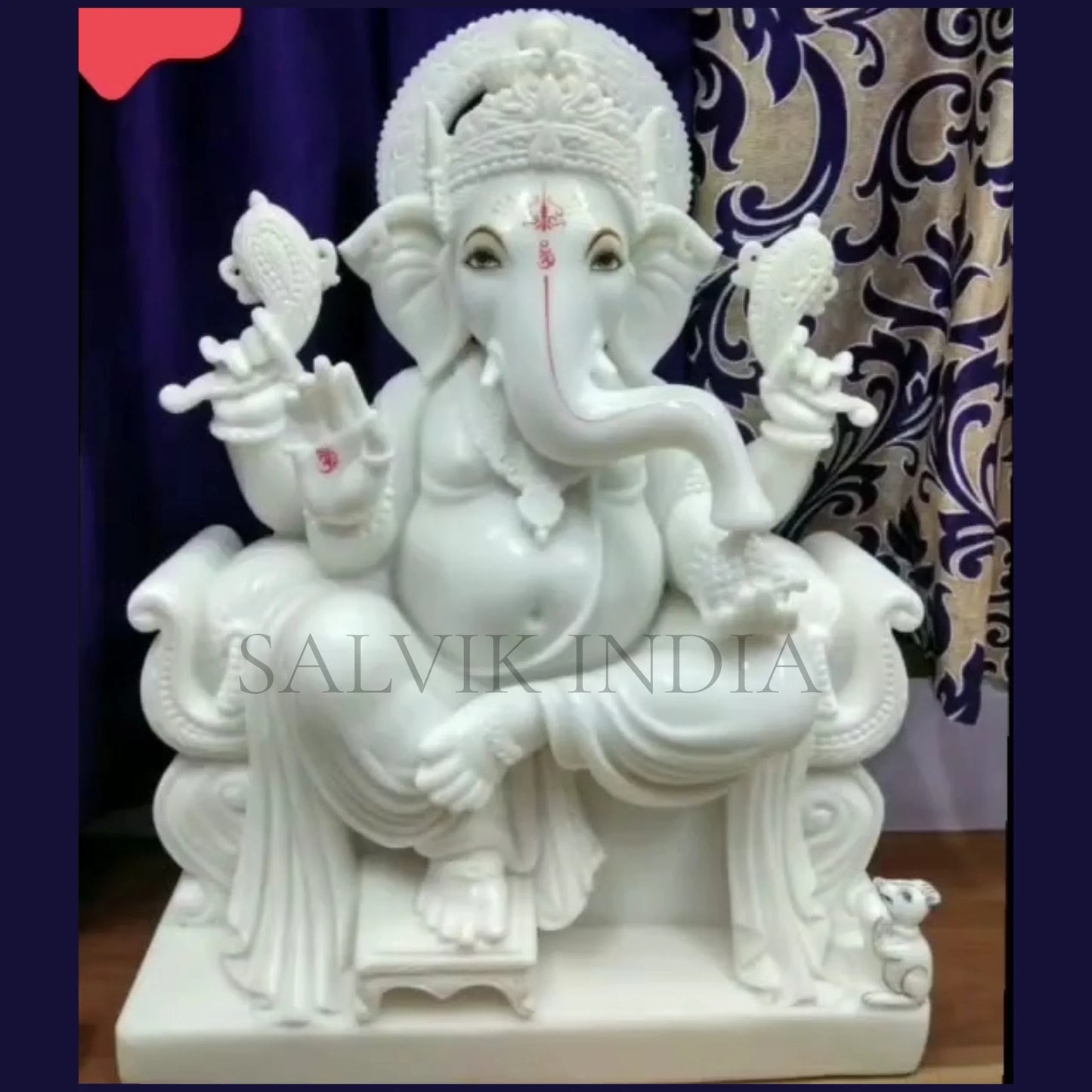 Ganpati Murti in White Marble – Handcrafted Ganesh Idol for Home & Temple