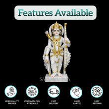 Handcrafted Makrana Marble Lord Ram Murti with Bow for Home Temple