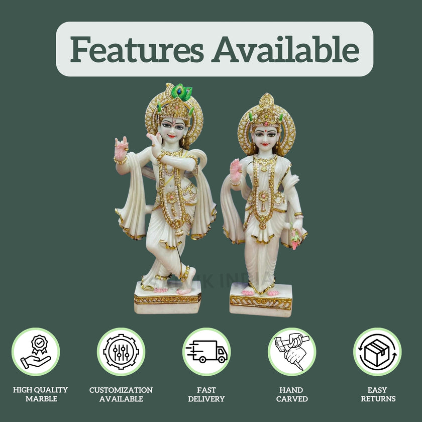 Radha Krishna Marble Statue 1 Feet