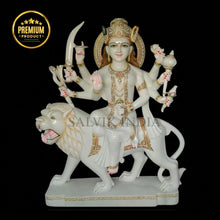 White Marble Durga Murti – Handcrafted Traditional Goddess Statue