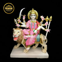 White Marble Durga Statue – Hand-Carved Traditional Design