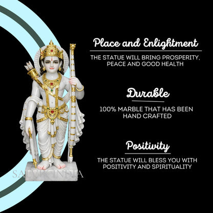 Handcrafted Makrana Marble Lord Ram Murti with Bow for Home Temple
