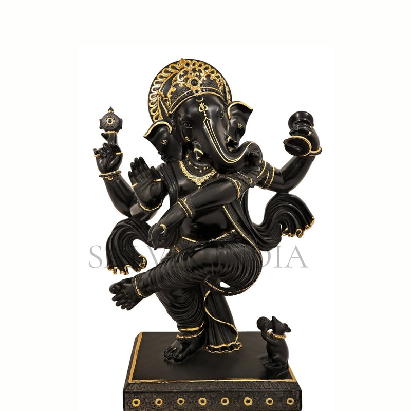 Black Marble Ganesh Statue – Handcrafted Idol for Home & Temple