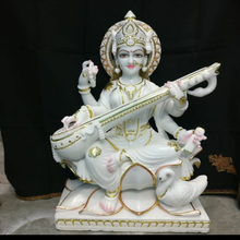 Buy Maa Saraswati Marble Murti with Veena for Temple