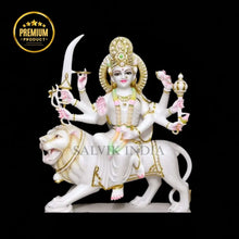 Marble Maa Sherawali Statue – Traditional Handcrafted Lion Design