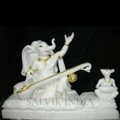 Marble Ganesh Idol for Home – Hand Carved White Marble Ganpati Murti
