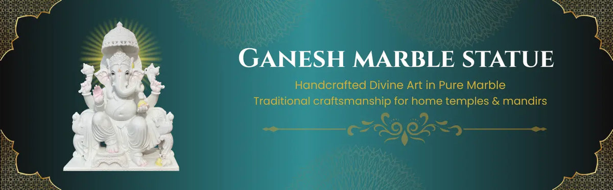 Buy Ganesh Ji Murti in White & Black marble For Home or Office
