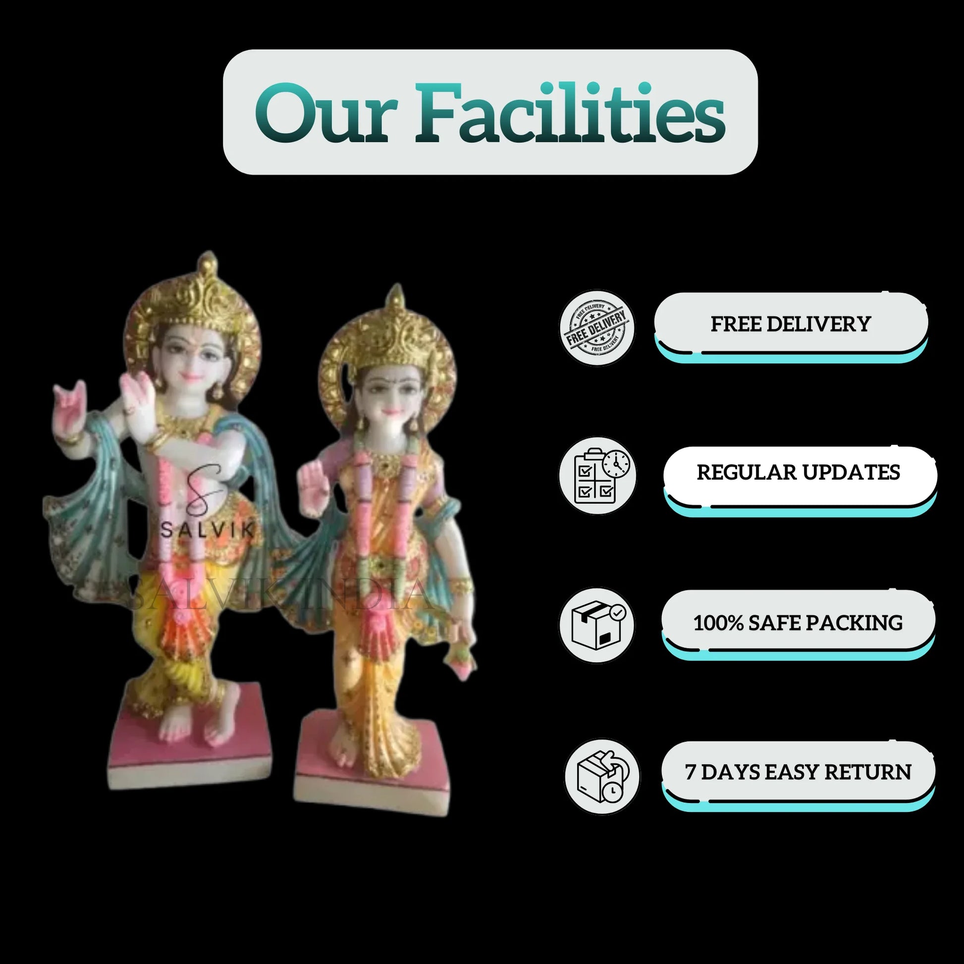 2 feet Radha Krishna Statue Marble - Premium White Marble Murti - Salvik | Marble Murti Manufacturers in India