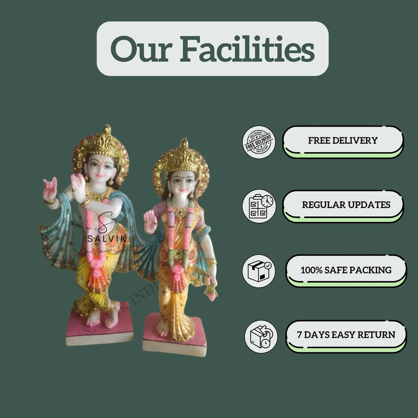2 feet Radha Krishna Statue Marble - Premium White Marble Murti - Salvik | Marble Murti Manufacturers in India