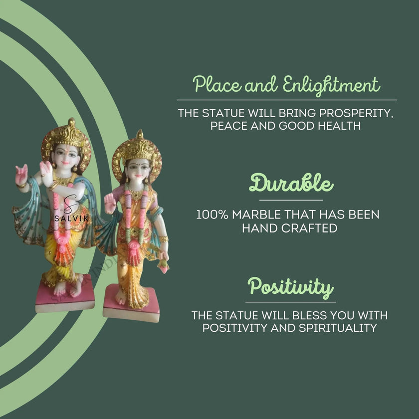 2 feet Radha Krishna Statue Marble - Premium White Marble Murti - Salvik | Marble Murti Manufacturers in India