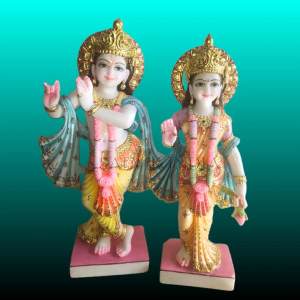2 feet Radha Krishna Statue Marble - Premium White Marble Murti - Salvik | Marble Murti Manufacturers in India