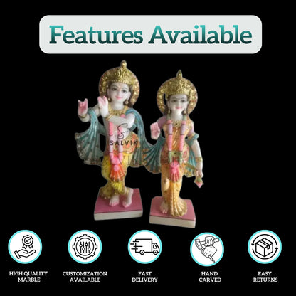 2 feet Radha Krishna Statue Marble - Premium White Marble Murti - Salvik | Marble Murti Manufacturers in India