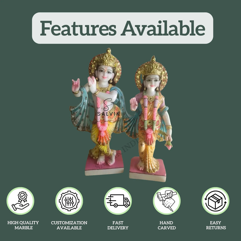 2 feet Radha Krishna Statue Marble - Premium White Marble Murti - Salvik | Marble Murti Manufacturers in India