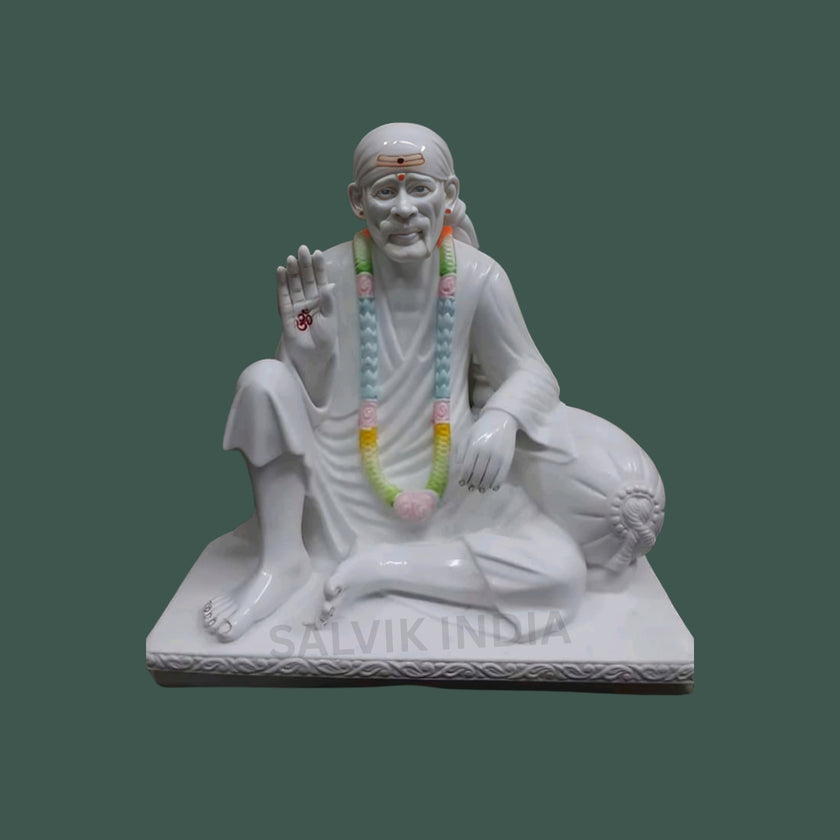 2 Feet Sai Baba Marble Statue – Handcrafted White Marble Idol by Salvik India