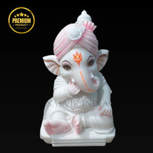 2 Feet White Marble Ganesh Murti for Home Temple