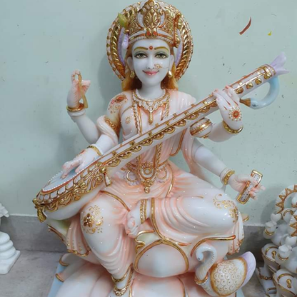 Buy Premium Designer Marble Saraswati Statue | Handcrafted