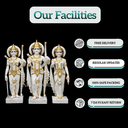 Handcrafted Makrana Marble Ram Darbar Idol Set for Home Temple – Premium Carving