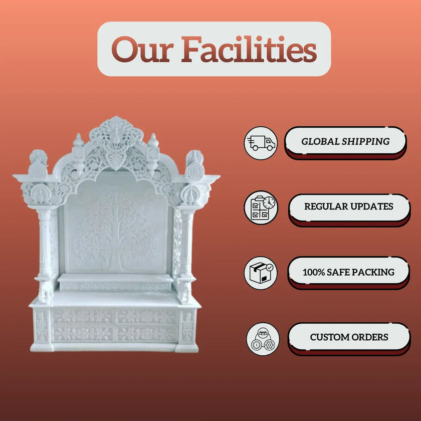 Small Makrana Marble Temple Unit with Storage