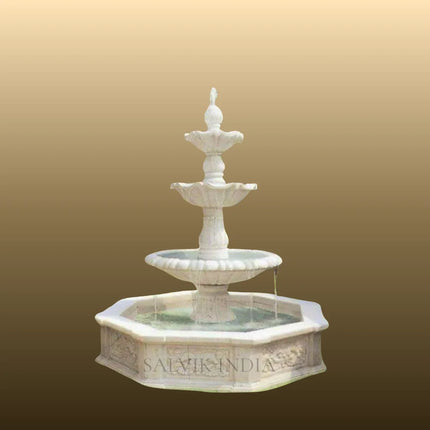 White Marble 4 Tier Water Fountain 6ft