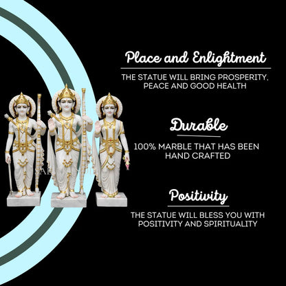 Handcrafted Makrana Marble Ram Darbar Idol Set for Home Temple – Premium Carving