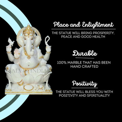 Marble Ganesh Murti – Handcrafted White Ganesh Statue for Home & Temple