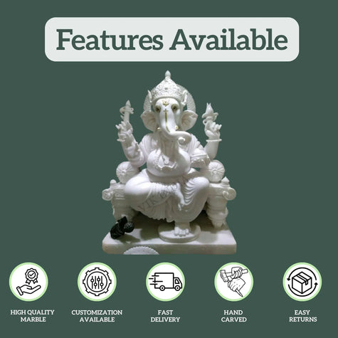  Ganpati White Marble Idol 1