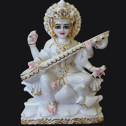 Buy premium saraswati marble idol for home | Handcrafted Divine Art