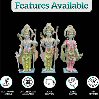 Handmade Marble Ram Darbar Statue – Premium Marble Idol for Temple Decoration