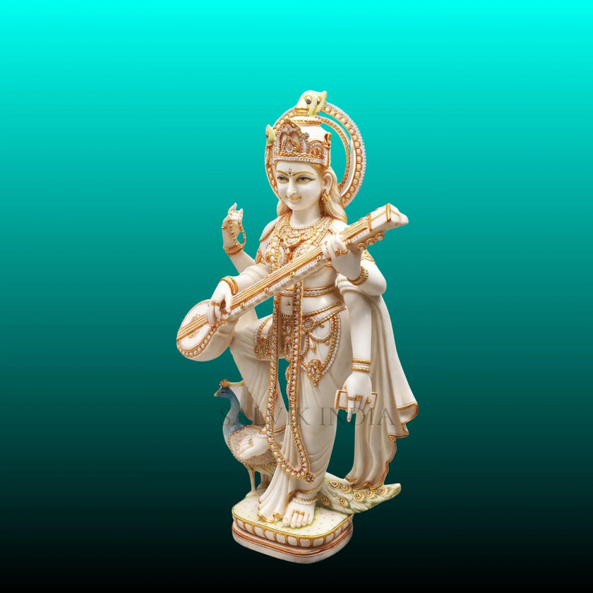 Saraswati Mata Marble Murti