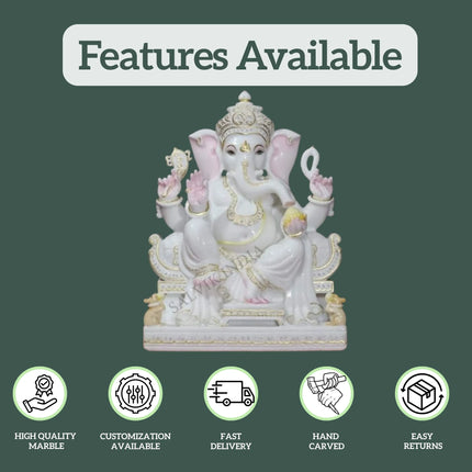 White Marble Ganesh Murti  1