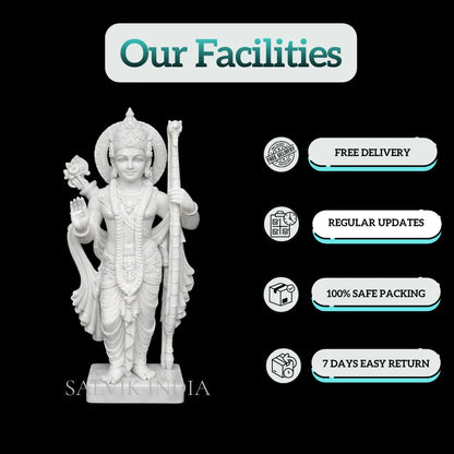 Hand Carved Makrana Marble Lord Ram Idol for Home Mandir