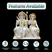 Handcrafted Makrana Marble Ram Sita Idol for Home Temple – Premium Marble Murti