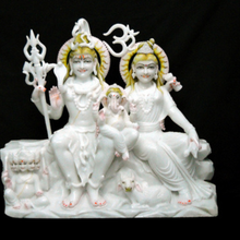 Shiv Parivar Marble Murti – Handcrafted Shiv Family Idol in Pure Marble