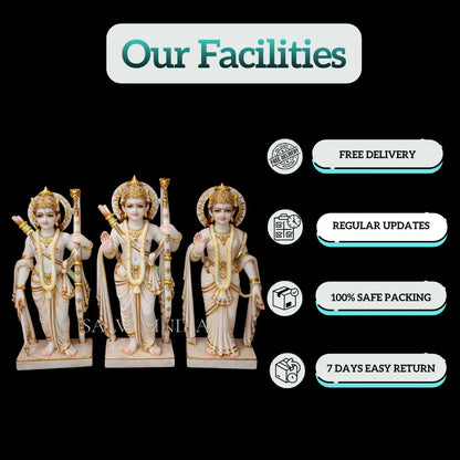 Ram Darbar Marble Statue for Home Temple with Decorative Platform Design